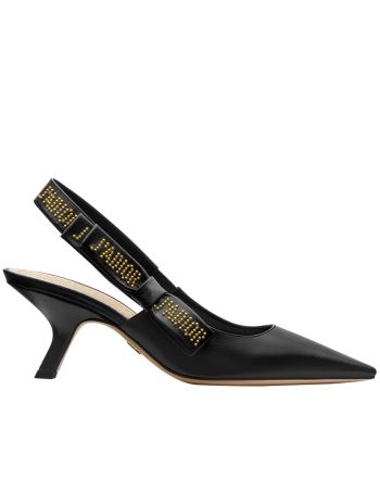 Christian Dior Women's j'a Dior high-heeled shoe in black lambskin & studs Black