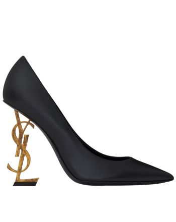 Saint Laurent opyum pump in patent leather with silver tone heel Black